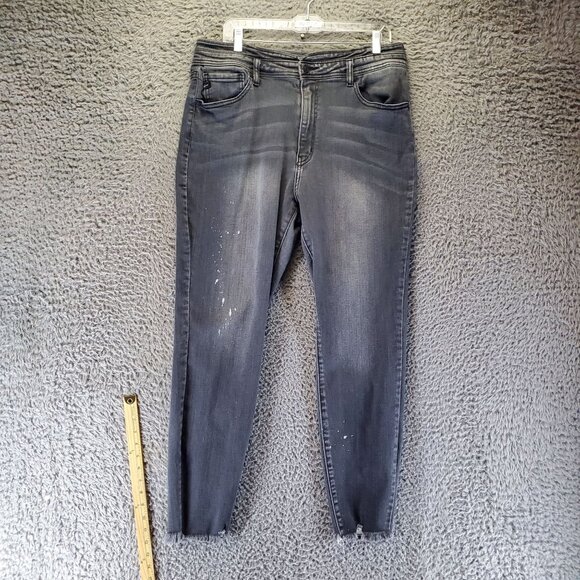 Kancan Jeans Womens 32 Gray High Rise Skinny Bleach Splatter Stretch Design - Picture 1 of 11
